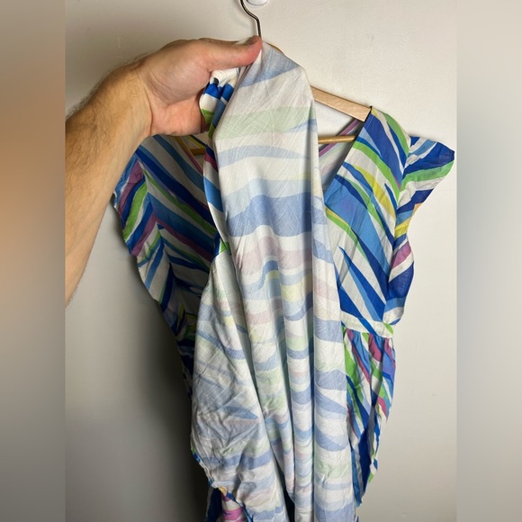 MWT Easel Sz S Midi Dress Boho Striped Feminine Flowy Beach Resort Summer relax - Picture 4 of 10